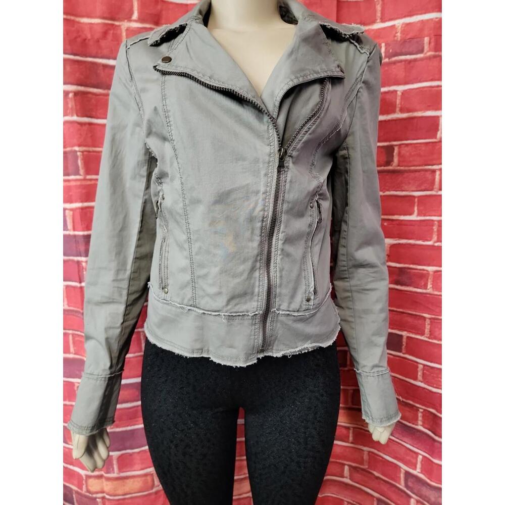 Ambition Ponte Green cotton Moto Women's Jacket sz M #R2